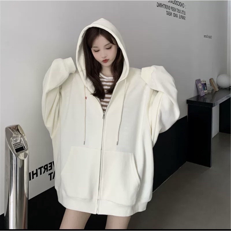 Áo khoác sweater basic EMIX, màu đen, kem, ghi nhạt, Freesize dưới 60kg, Phong cách basic 001