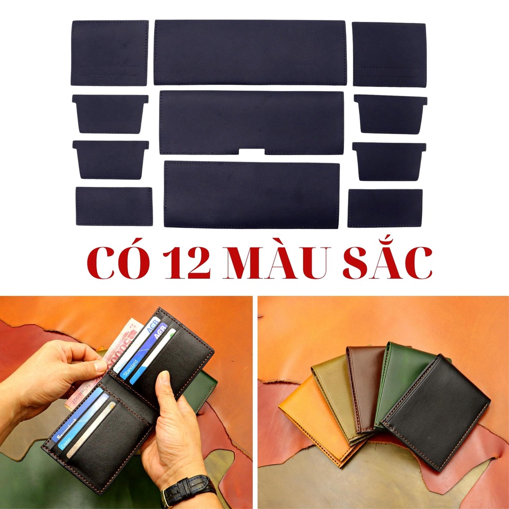 Set nguyên liệu làm ví da handmade đã lạng mỏng và đục lỗ sẵn - Da Thuộc Sài Gòn - MSP: B01