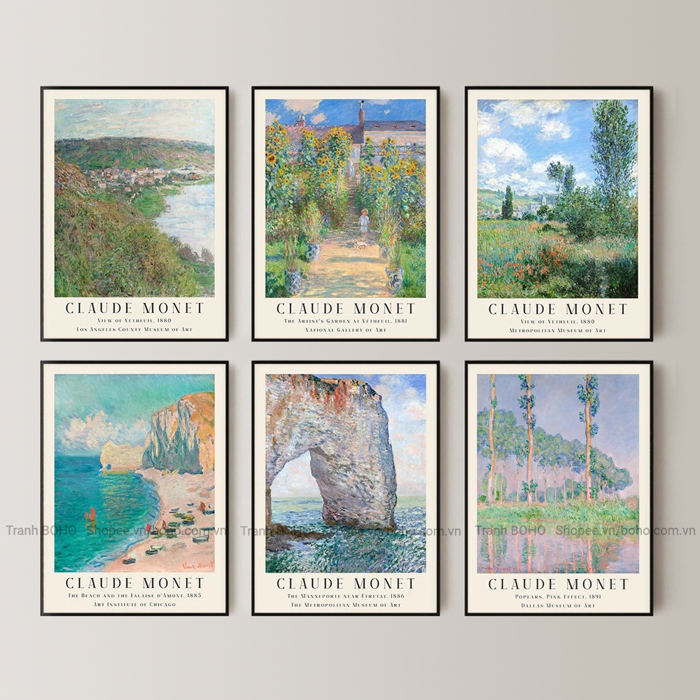 Mẫu tranh Claude Monet 50x70cm - Tranh Canvas Decor treo tường - Tặng đinh 3 chân treo tranh, BH 12 tháng