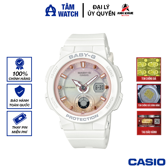 Đồng hồ nữ dây nhựa casio baby-g chính hãng anh khuê bga-250-7a2dr