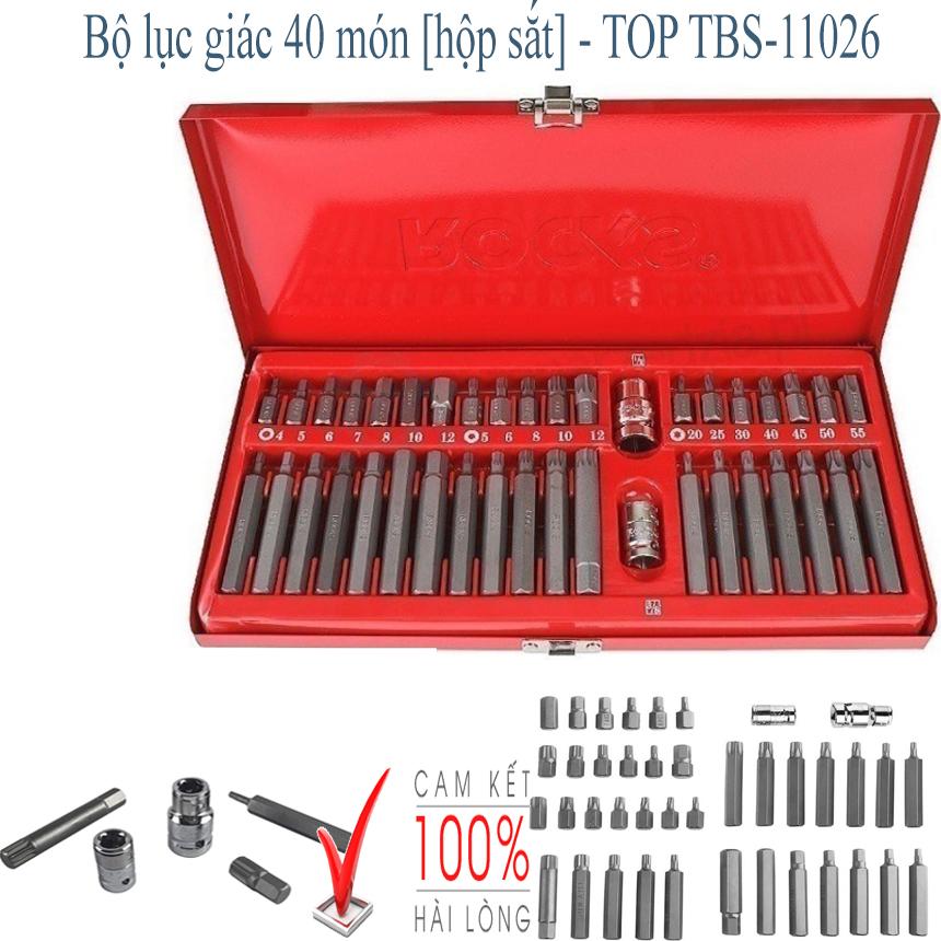 Bộ lục giác 40 món TOP - TBS-11026 CAO CẤP, bộ lục giác, bộ lục giác đa năng, luc giac - Bộ lục giác 40 món [hộp sắt] - TOP TBS-11026 dụng cụ sửa chữa đa năng thiết yếu trong cuôc sống Bh uy tín toàn quốc.
