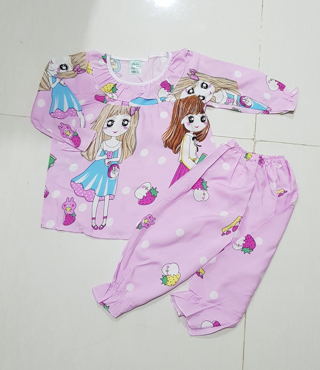 [HCM][Hình thật] Đồ bộ dài tay vải tole (lanh) thoáng mát nhiều hình cho bé gái 6-18kg - Tone loại 1 - mịn đẹp mặt thoáng mát (Màu ngẫu nhiên)