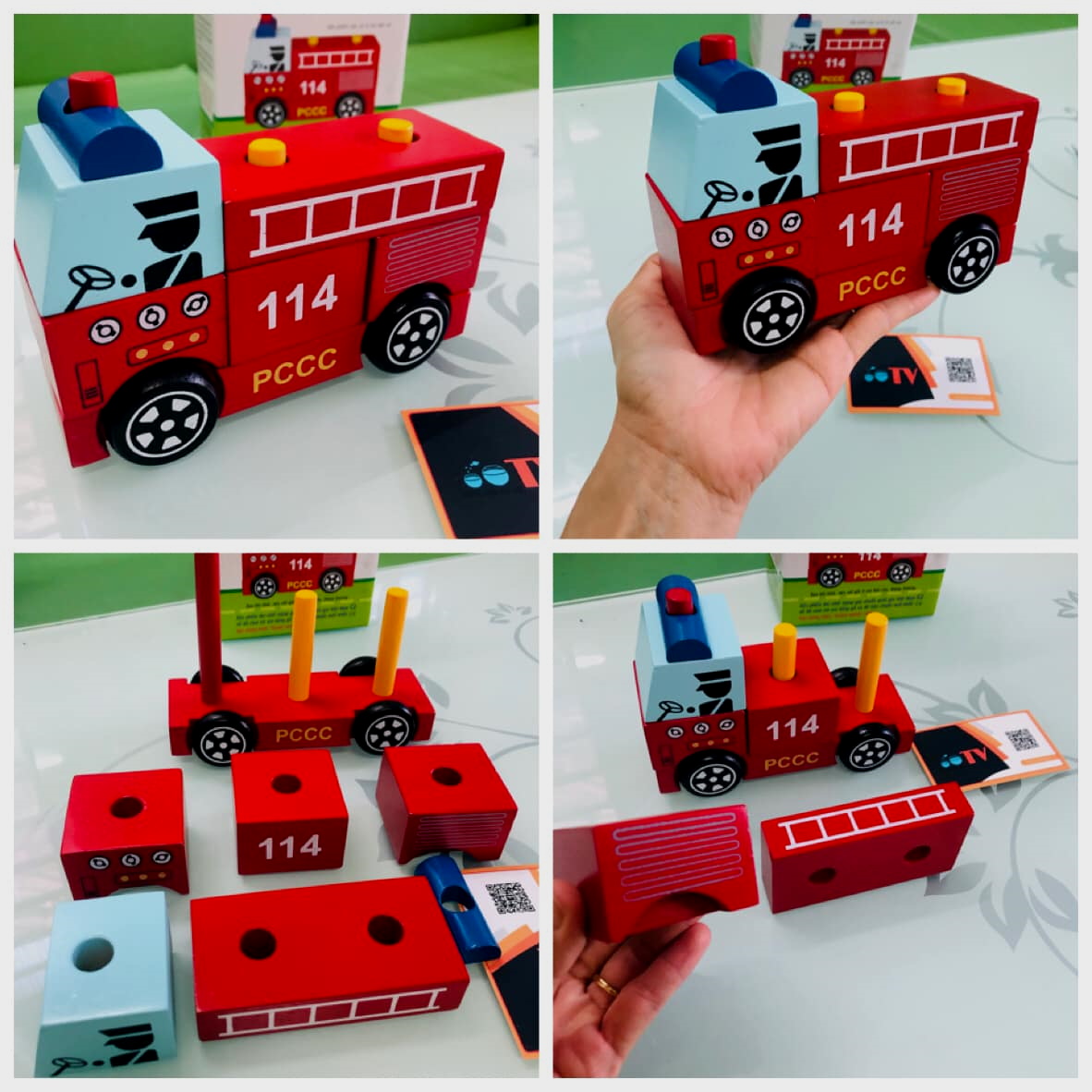 Bộ đồ chơi lắp ráp bằng gỗ cho bé | Đồ chơi xe đồ chơi bằng gỗ | Lắp ráp xe cứu hỏa đồ chơi bằng gỗ Việt Nam