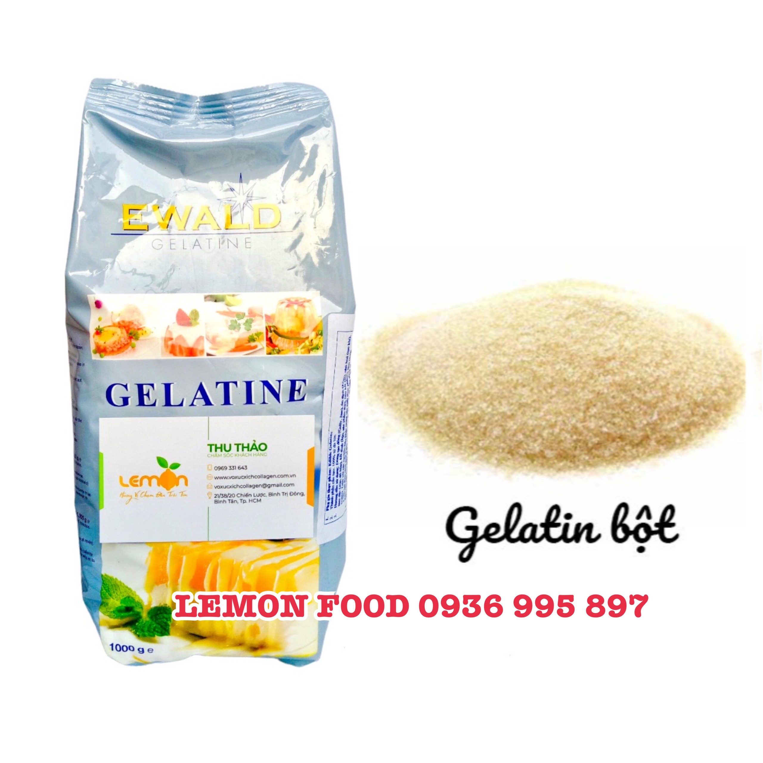 1Kg Bột Gelatine Ewald Đức làm đông panna cotta, chè khúc bạch, tàu phớ