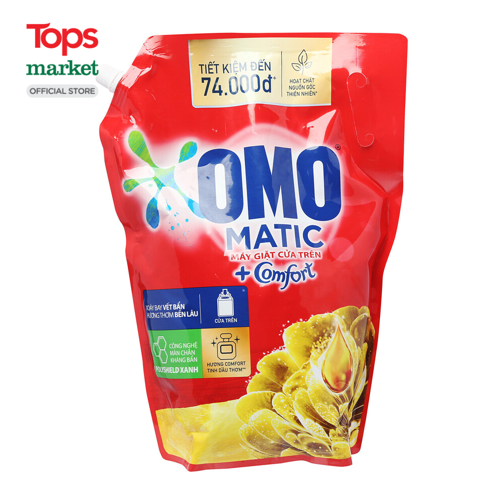 Nước giặt omo matic comfort tinh dầu thơm túi 3.6kg - siêu thị tops market