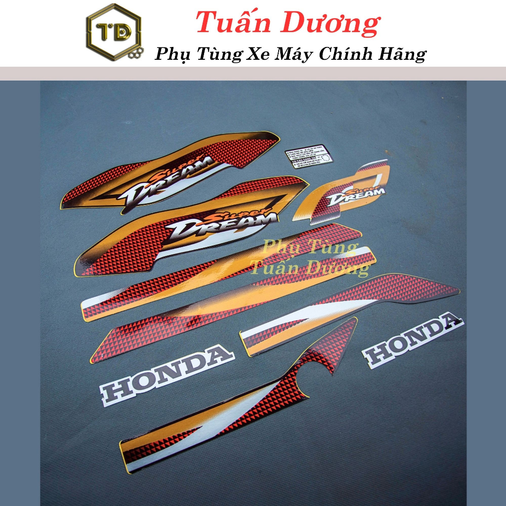 Trọn Bộ Tem Rời 3 Lớp Dán Xe Máy Super Dream 2004 Caro, Tem Hàng Đẹp Lắp Dream Thái Dream Việt Các Đời
