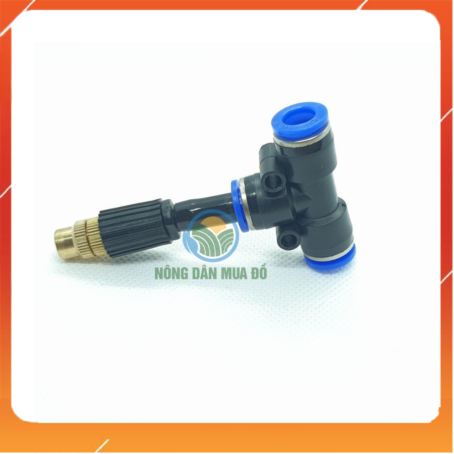10 Béc phun sương 1 hướng đầu đồng kèm nối nhanh chữ T 8MM - Béc tưới lan