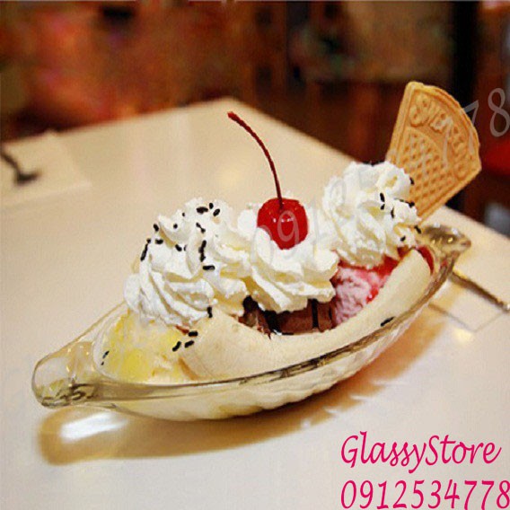 Đĩa thủy tinh kem thuyền ocean alaska banana split dish – p00116 – 350ml