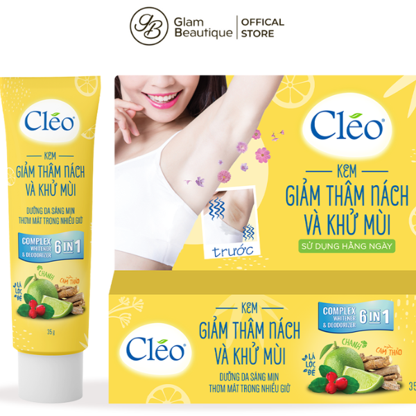 Kem Giảm Thâm Nách & Khử Mùi Cléo Dưỡng Sáng 6 Trong 1 35g Glam Beautique