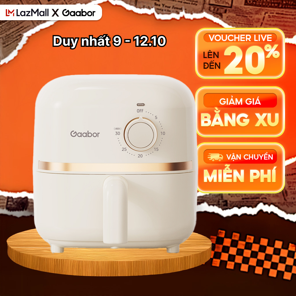 FLASH SALE Nồi chiên không dầu 2L GAABOR AF20M-YE01A tự động ngắt điện khay chống dính làm nóng nhanh - Tiết kiệm điện - Bảo hành 12 tháng 1 đổi 1