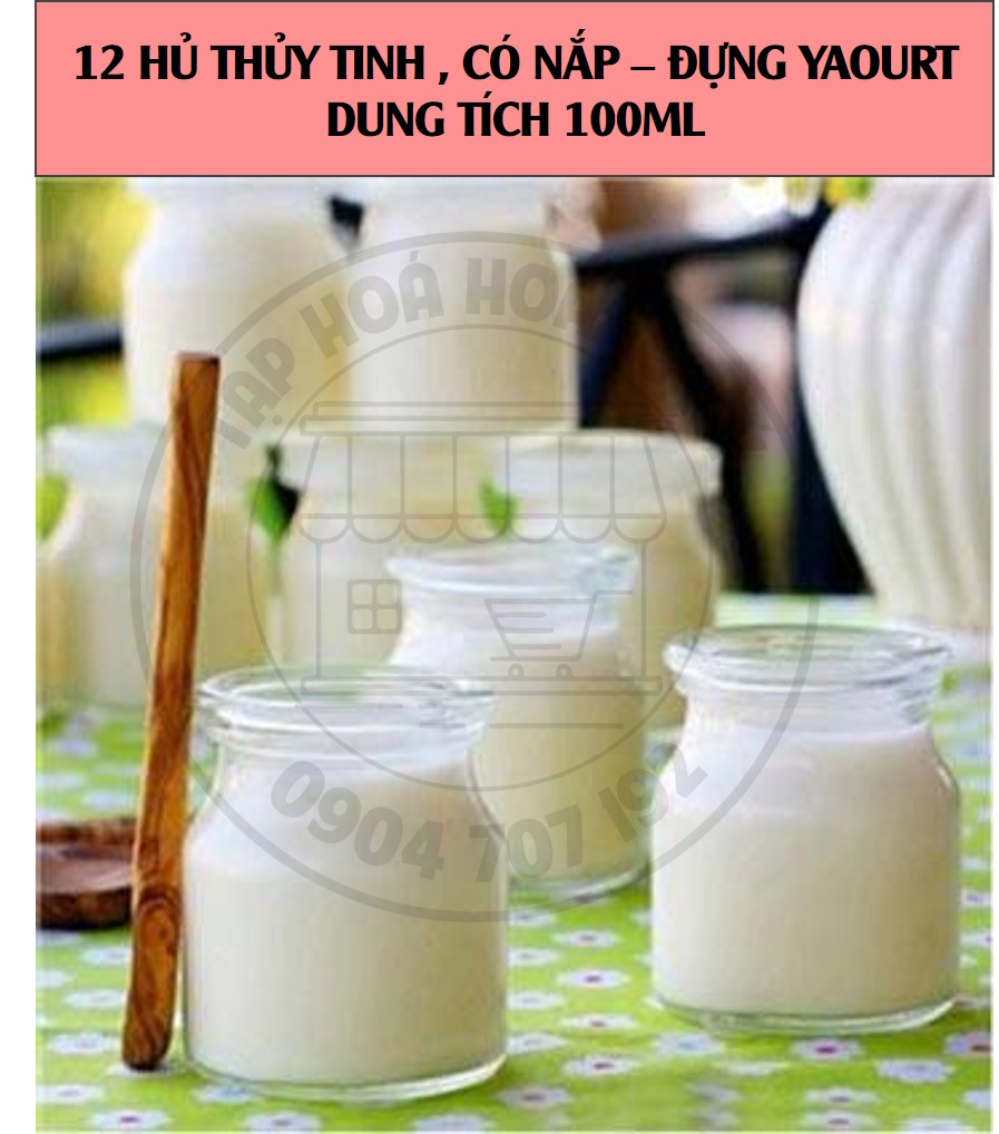 12 hủ thủy tinh - nắp nhựa - làm sữa chua - 100ml