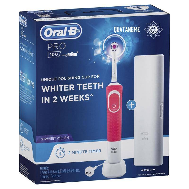 Bàn chải điện Oral B Pro 100 3D White Polish Power Toothbrush Pink