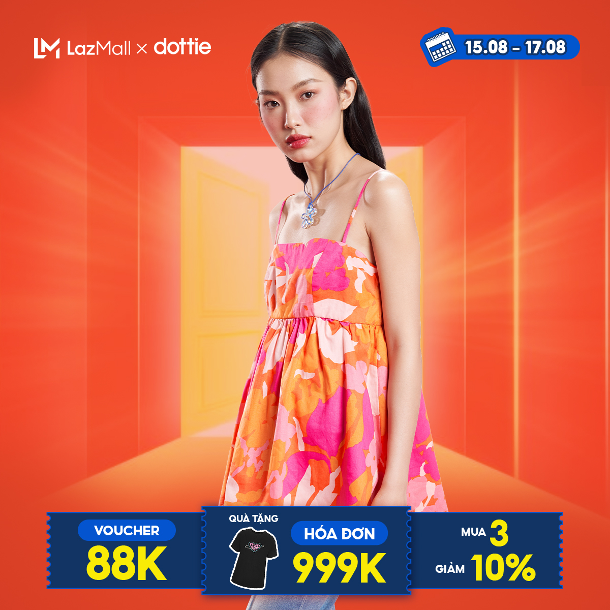 Dottie - áo cột hai dây nơ lưng - cam - t0875