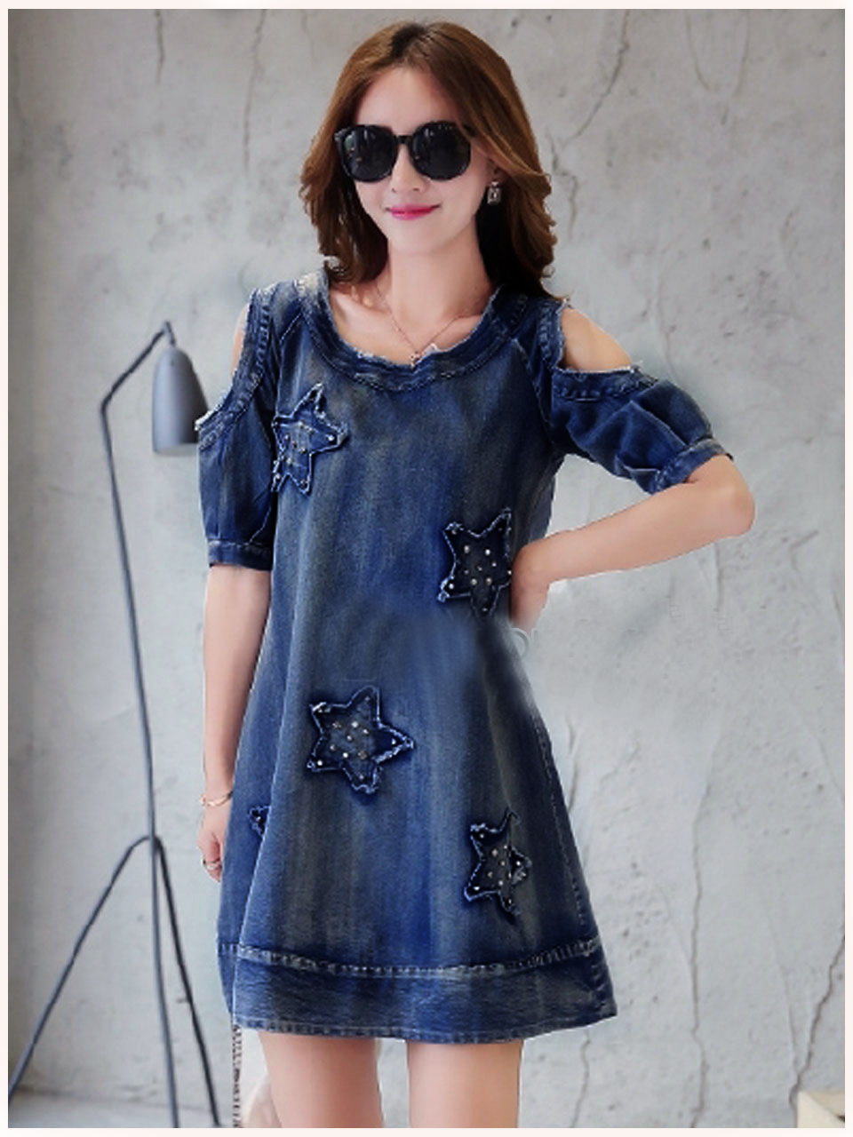 Đầm jean hình ngôi sao đính hạt fashion d70600