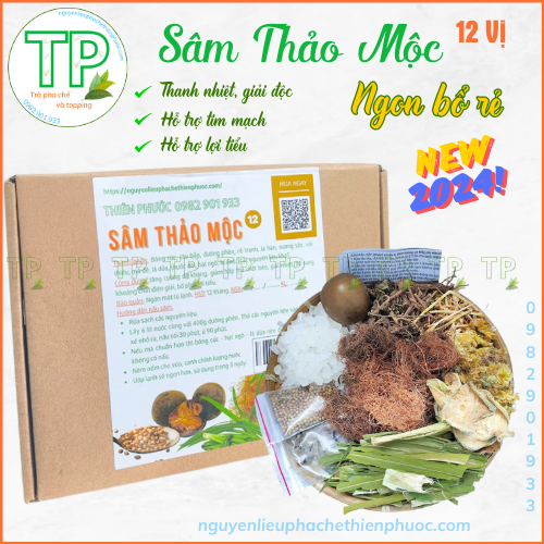 sâm râu bắp rễ tranh la hán quả  10 loại thảo mộc- set nguyên liệu nấu 5 lít sâm lạnh giải nhiệt