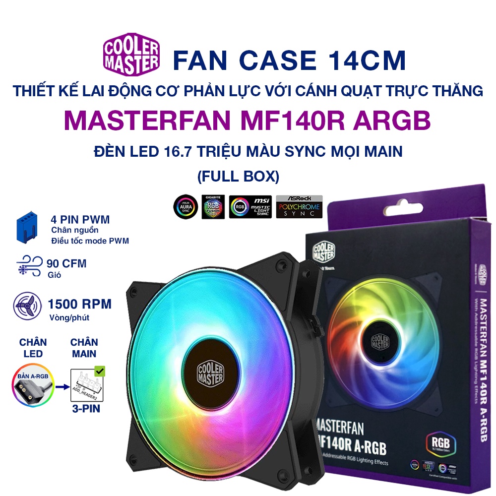 Quạt tản nhiệt case máy tính Cooler Master MasterFan MF140R ARGB Quạt Fan Case 14cm