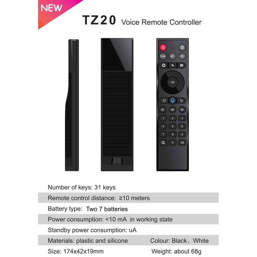 [HCM]Remote Điều khiển TZ20 New voice giọng nói chuột bay không dây học lệnh 5 nút - Điều khiển wire