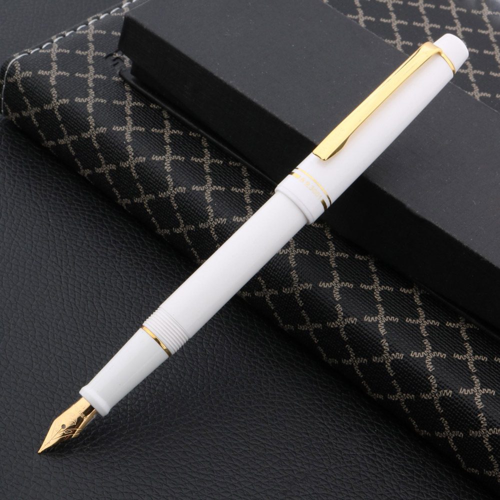 Sang trọng chất lượng cao cổ điển nhựa ef nib trắng vàng đài phun nước bút văn phòng sinh viên mực bút văn phòng phẩm văn phòng nguồn cung cấp