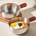 [LOẠI DÀY CHUẨN] CHẢO THÉP TAY CẦM CÁN GỖ 14CM - NỒI THÉP MINI CAO CẤP DÙNG CHO MỌI LOẠI BẾP, NHỎ GỌN - NỒI MÌ ĂN LIỀN, NỒI NẤU CHÁO TIỆN LỢI (không kèm nắp)