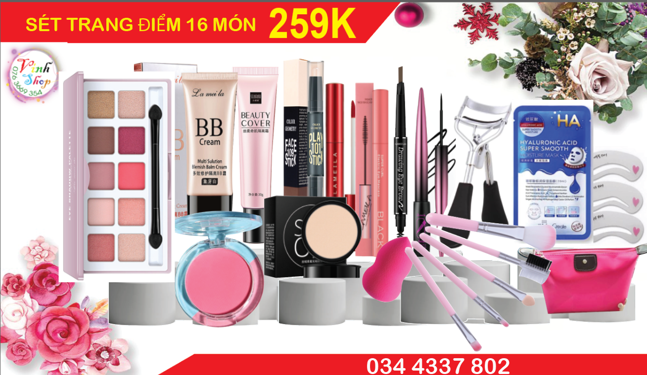 Sét bộ trang điểm 16 món cực rẻ cho nàng