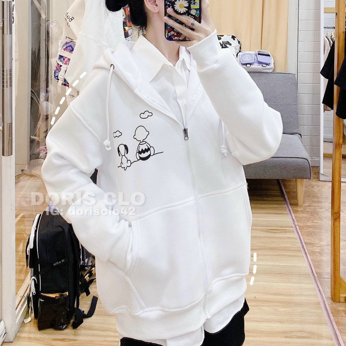 [HCM]Áo Hoodie Nam Nữ Chất Liệu Nỉ Dày Dặn in Phối Chú Bé Ngồi Cạnh Cún Con Cô Đơn.Tp