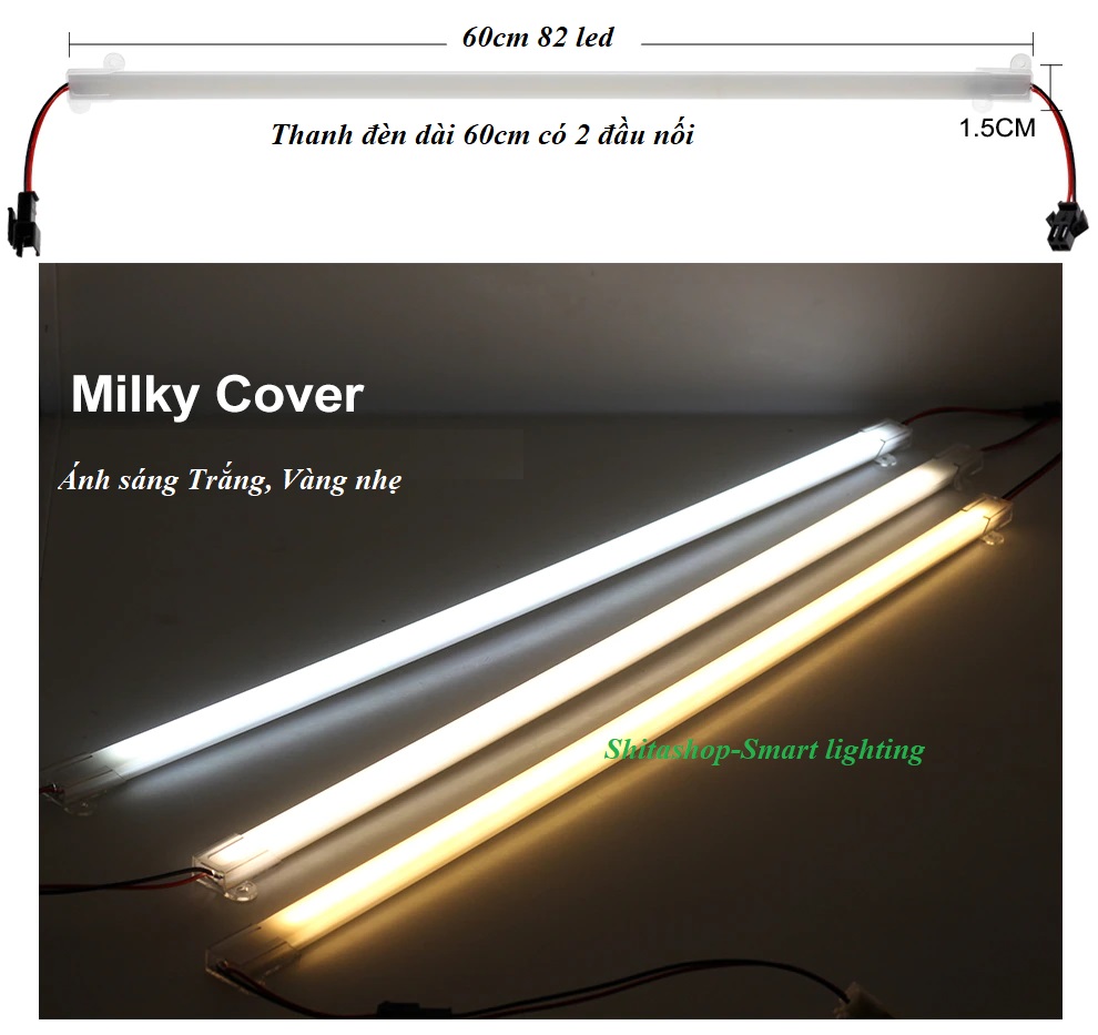Đèn Led Thanh Trang trí dài 60cm 220V dùng gắn tủ, kệ bếp trang trí nội thất