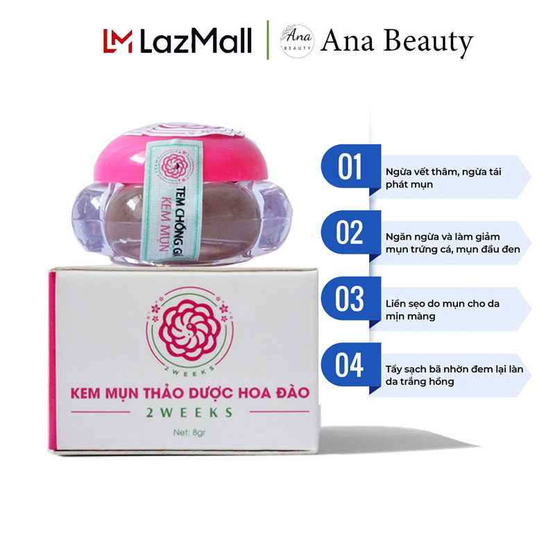 Kem Chấm Mụn Hoa Đào Đông Y, Kem Mụn Trắng Da, Mờ Thâm, Sạch Nám 8g tabaha
