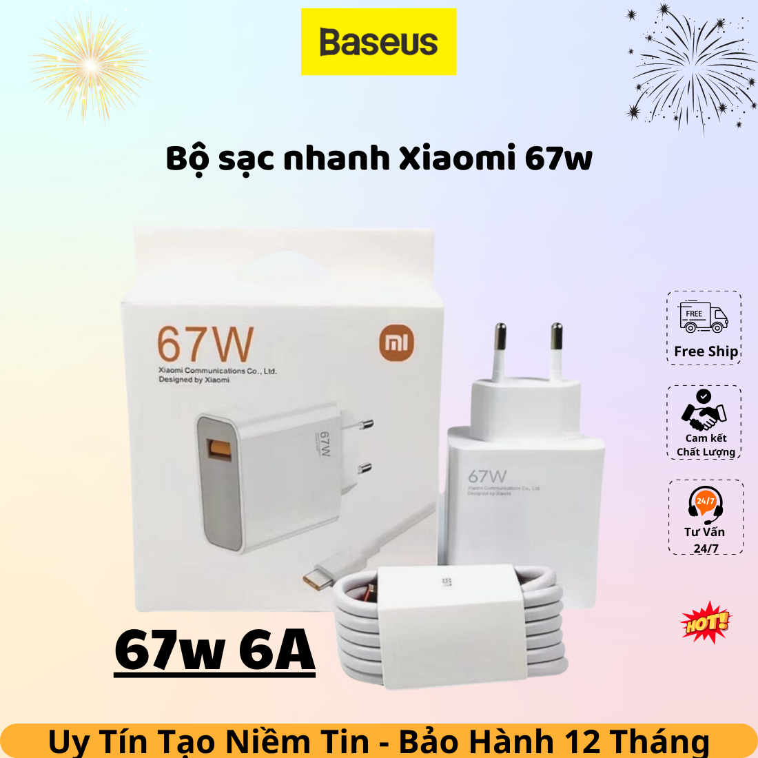 Bộ sạc nhanh xiaomi 33w, 67w - hỗ trợ sạc nhanh không nóng máy, tương thích tất cả các dòng máy androi như Samsung, Realmi, Oppo.. Bảo hành 6 tháng toàn quốc