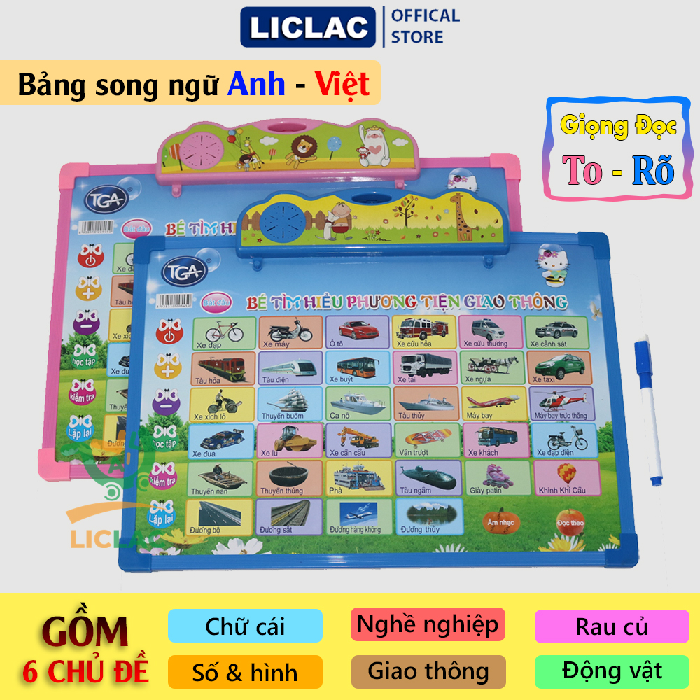 Bảng điện tử thông minh song ngữ ANH - VIỆT gồm 6 chủ đề kèm theo, Bảng tập nói cho bé giọng đọc To, Rõ, Đúng giúp bé tìm hiểu thế giới xung quanh