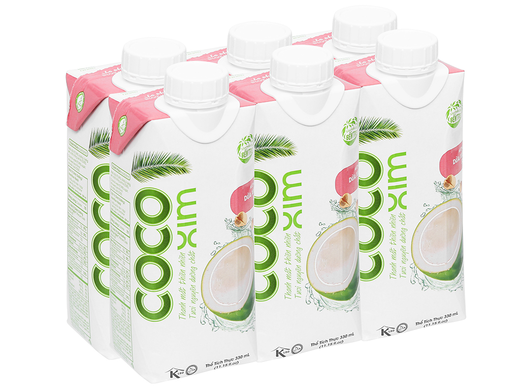 Thùng 12 hộp nước dừa xiêm sen 330ml cocoxim