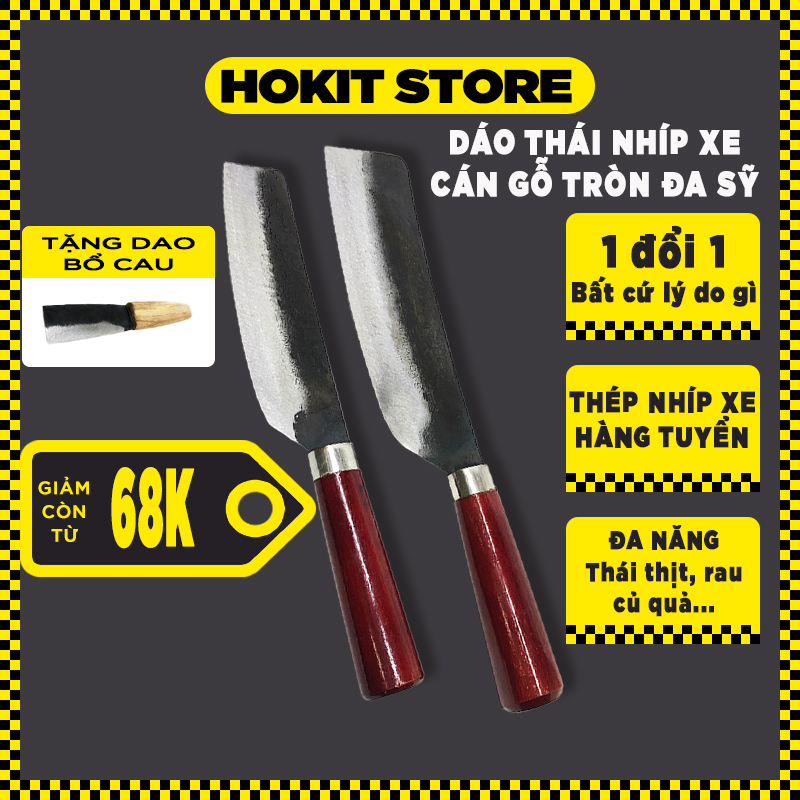 Dao nhà bếp thái thịt Đa Sỹ cán gỗ sắc bén bền đẹp đa năng cho nhà bếp Việt - HokitStore