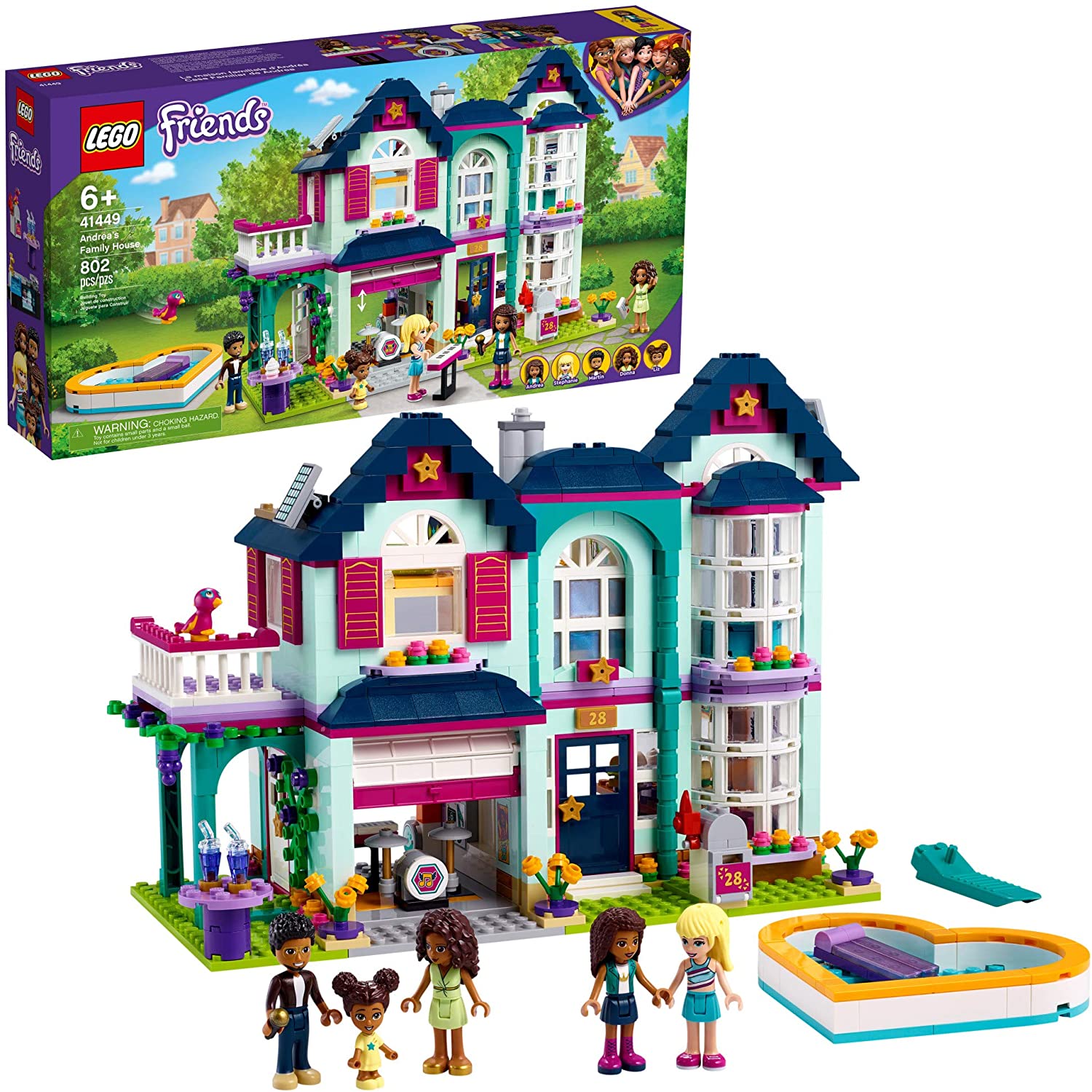 LEGO Friends Andrea's Family House 41449 building kit; mini doll toy set for  6-year-old children, newly launched in 2021 (802 pieces) 
