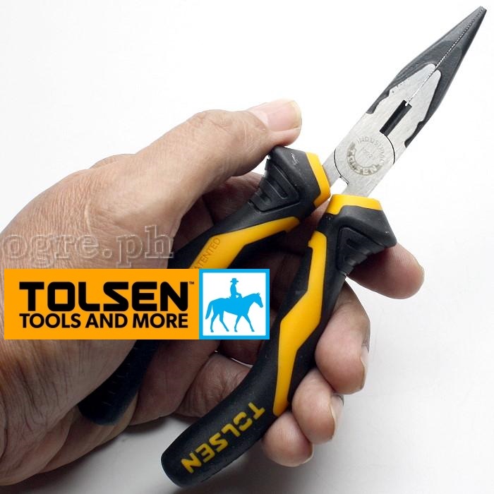 Kìm răng mũi nhọn 8inch 6inch 160mm thép crv long nose pliers tolsen 10021