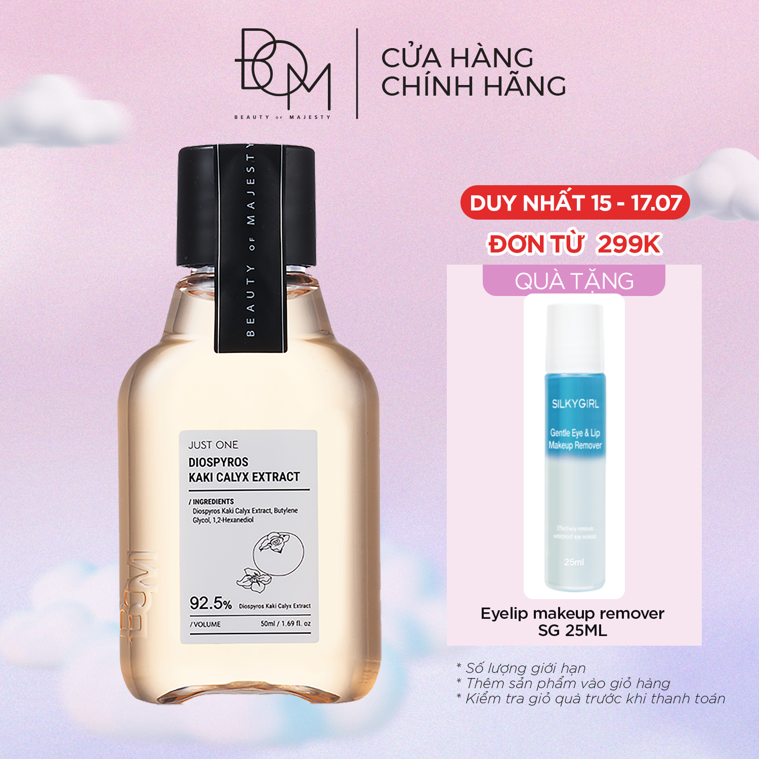 Nước cân bằng bom just one tinh chất qủa hồng 50ml