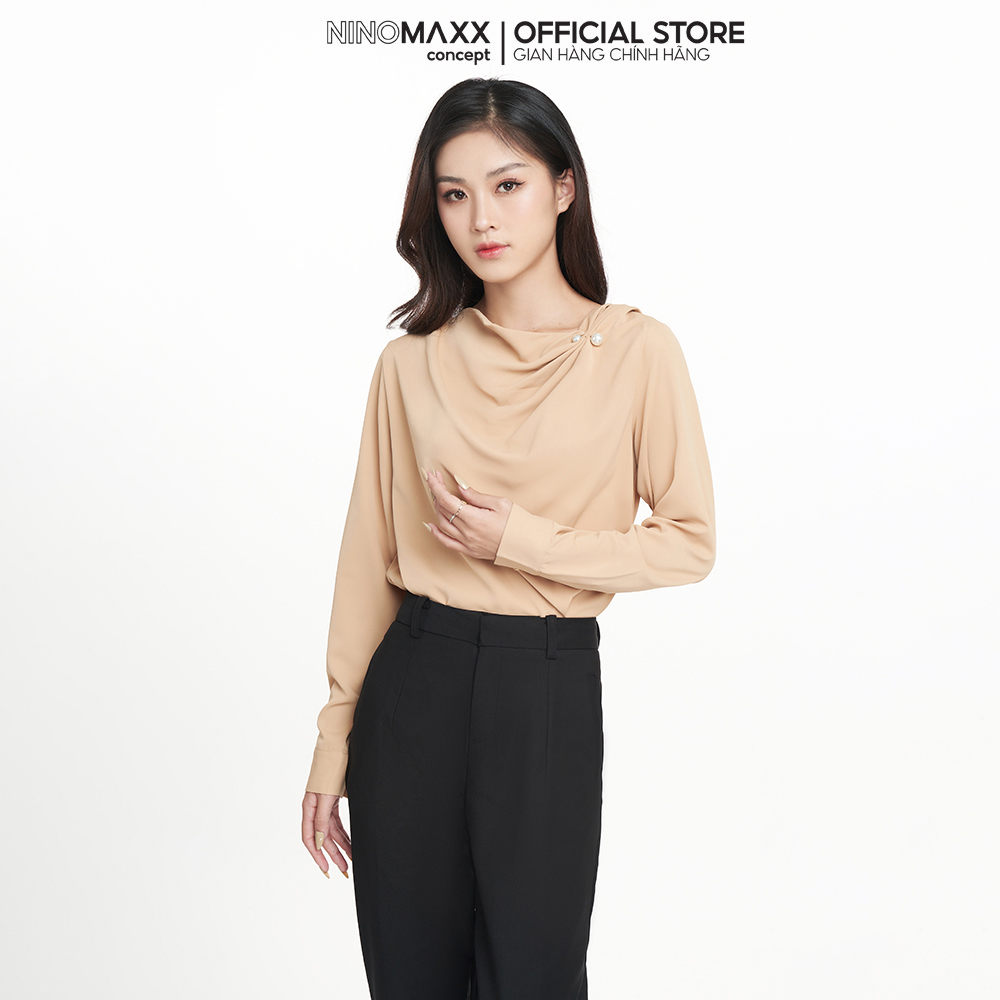 N&m áo kiểu nữ thời trang vải lụa sen dài tay 2207027