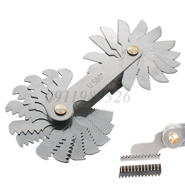 Dưỡng đo ren - thước đo bước ren 30 lá US 60 độ bằng thép không gỉ