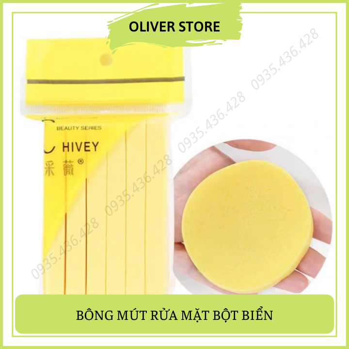 Bông nở tẩy trang chivey set 12 miếng - bông mút bọt biển rửa mặt nhật bản - chính hãng 100%