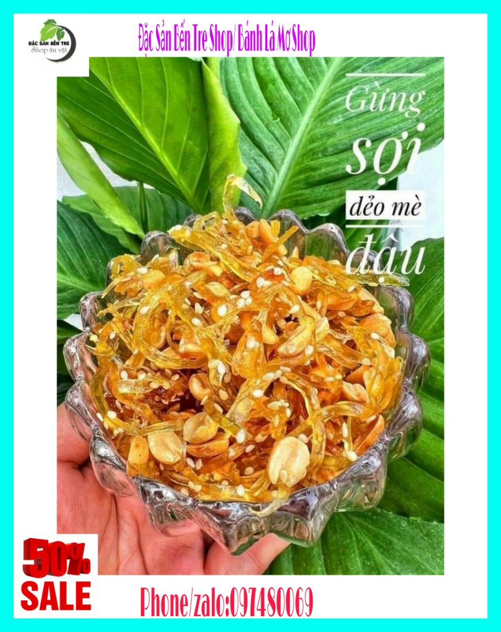 Hủ 500gr Mứt gừng dẻo đậu phộng mè rang