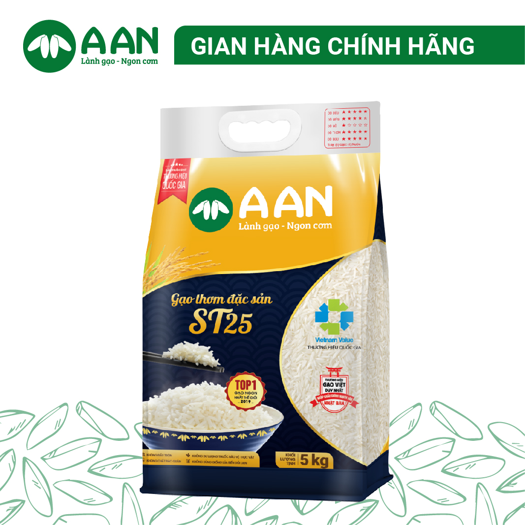 Gạo st25 túi 5kg - chính hãng gạo a an