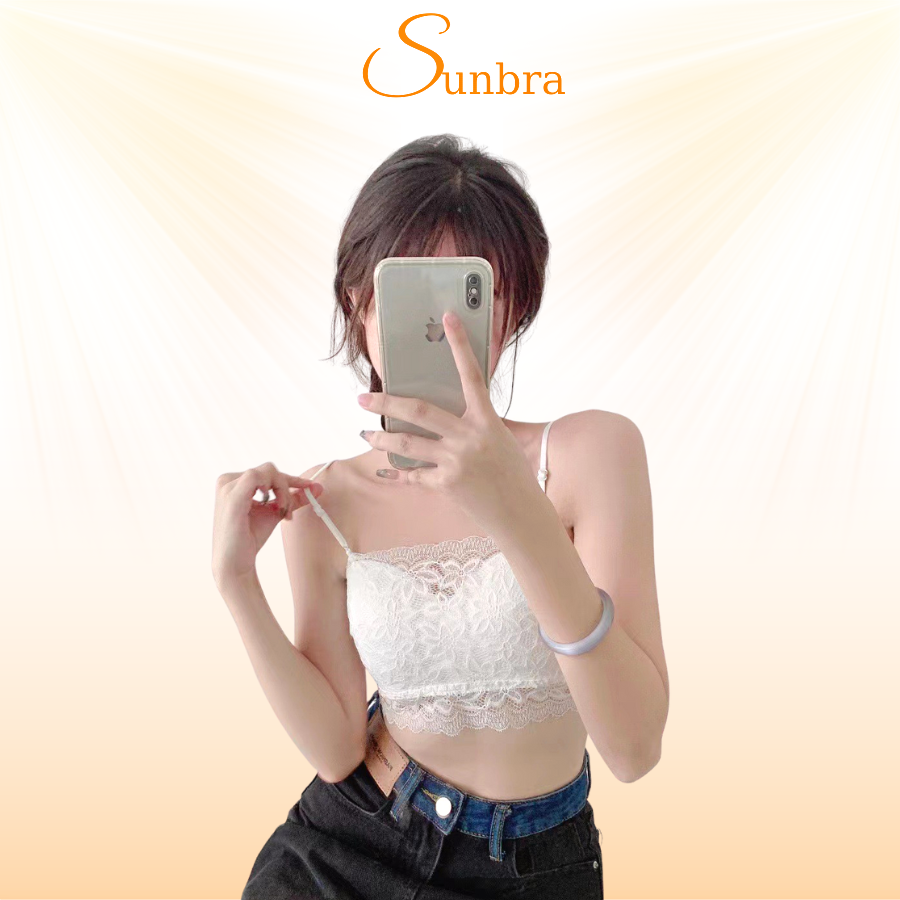 Áo bra cotton phối ren cao cấp mềm mại thoáng khí sunbra 9001