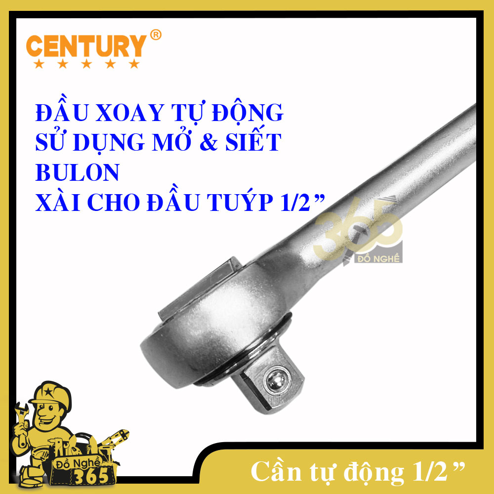 Cần siết tự động 1/2" đầu tròn xi mờ Century - , chuyên dùng siết, mở tán bulong, sử dụng cho sửa chữa lắp ráp xe các loại và trong các ngành cơ khí