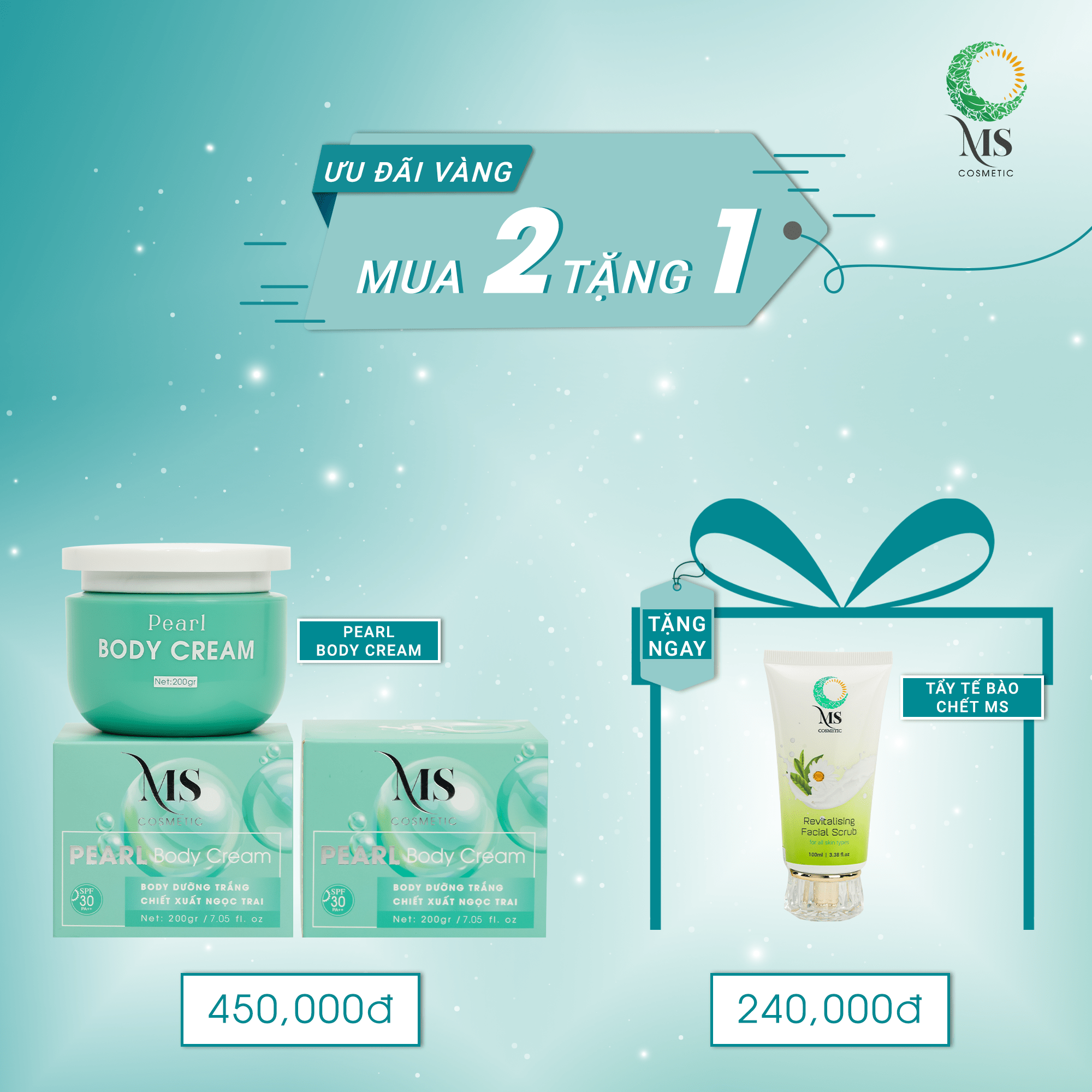 Mua 2 hộp kem dưỡng body ms pearl body cream 200g dưỡng body trắng da ngăn ngừa lão hoá - mỹ phẩm ms cosmetic