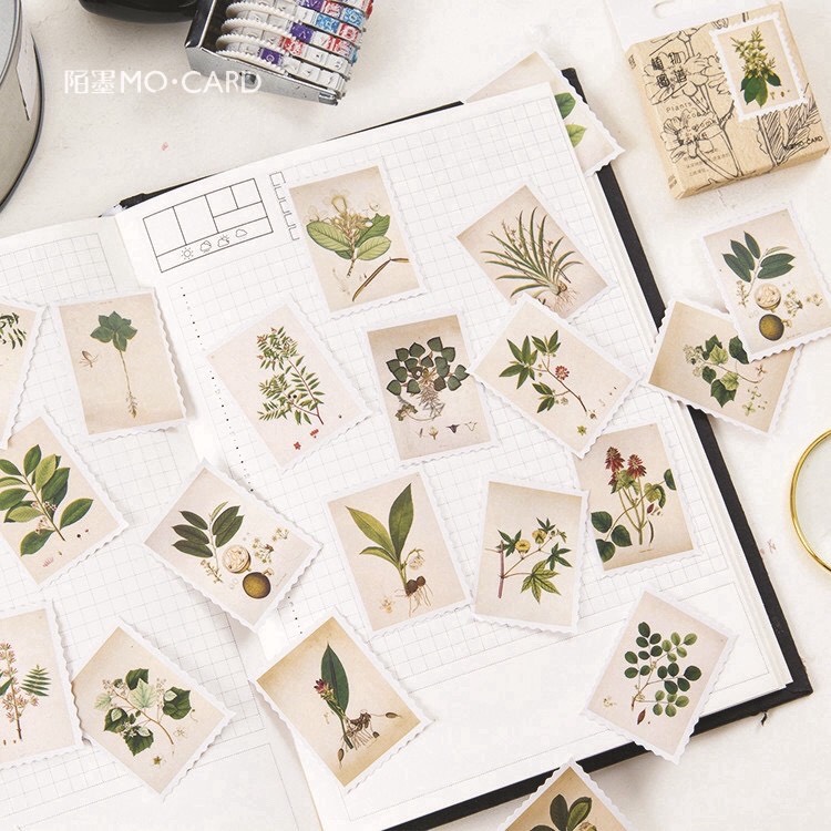 Hộp 45 sticker tem cây xanh trang trí bullet journal