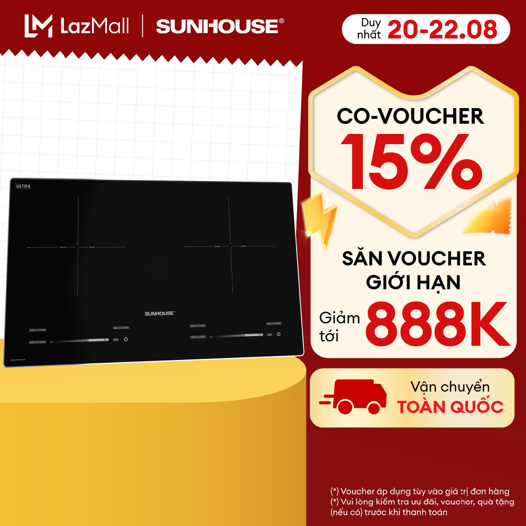 [DUY NHẤT 20-22.8 - VOUCHER 158K] [Mẫu mới 2024 cải tiến hơn] Bếp đôi điện từ SUNHOUSE SHB81032-EC mặt kính cao cấp, chịu lực, chịu nhiệt tốt - Làm nóng nhanh Tiết kiệm điện - Bảo hành 36 tháng - Hàng Chính Hãng