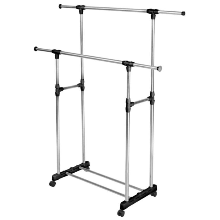 Giàn Phơi quần áo đôi lắp ráp 2 tầng Inox có bánh xe cao cấp