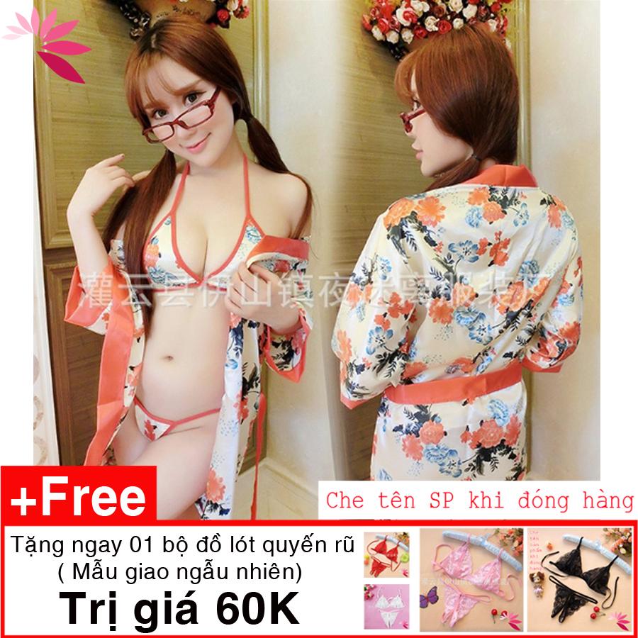 Váy ngủ siêu sexy, áo choàng ngủ kimono phong cách Nhật Bản AN10 (có video)( TẶNG 1 bộ đồ lót 60k)