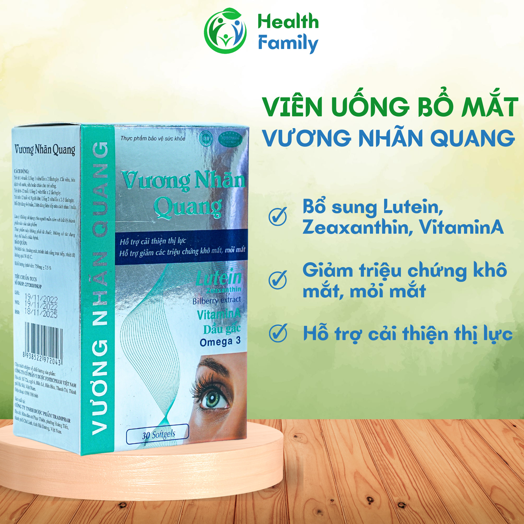Viên uống bổ mắt hỗ trợ chăm sóc mắt vương nhãn quang hàng chính hãng