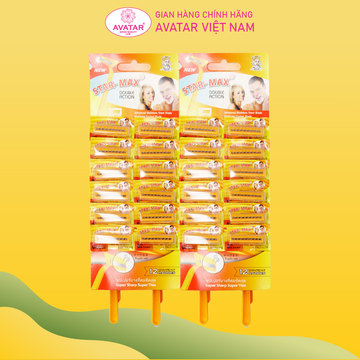 Dạo cao râu starmax cán vàng hai lưỡi, dao cạo dùng 1 lần
