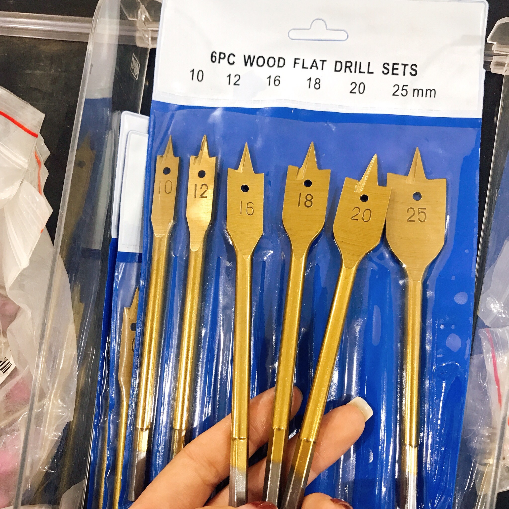 Bộ Khoét Lỗ Đuôi Cá 6 Cái Mạ Đồng - Bộ 6 Mũi Khoét Lỗ Gỗ Vinachi Mũi Có Thể Khoan Được Trên Các Loại Gỗ Mềm