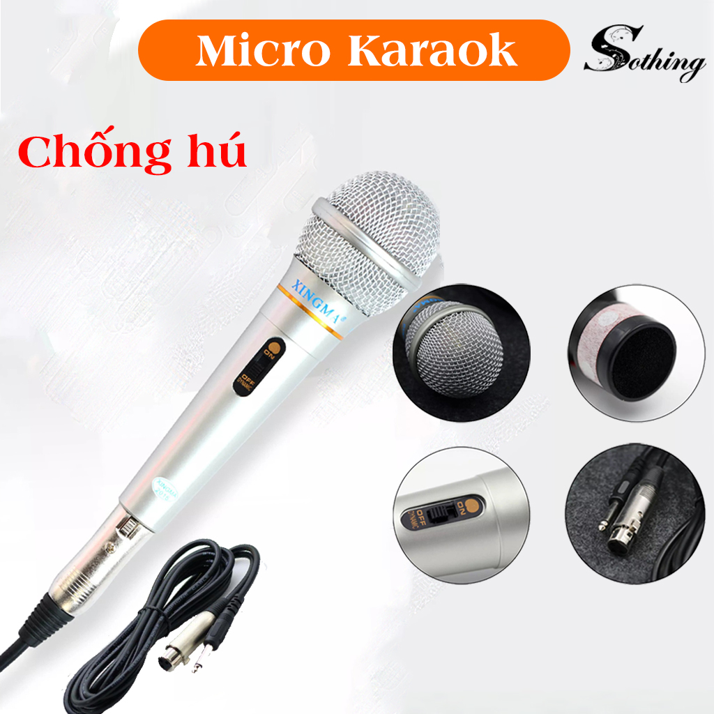 Mic hát karaoke gia đình có dây sothing xiangwu - mic hát gia đình xingma ak-319 chống hú cao cấp, mic hát karaoke phòng thu, mic hát chống hú